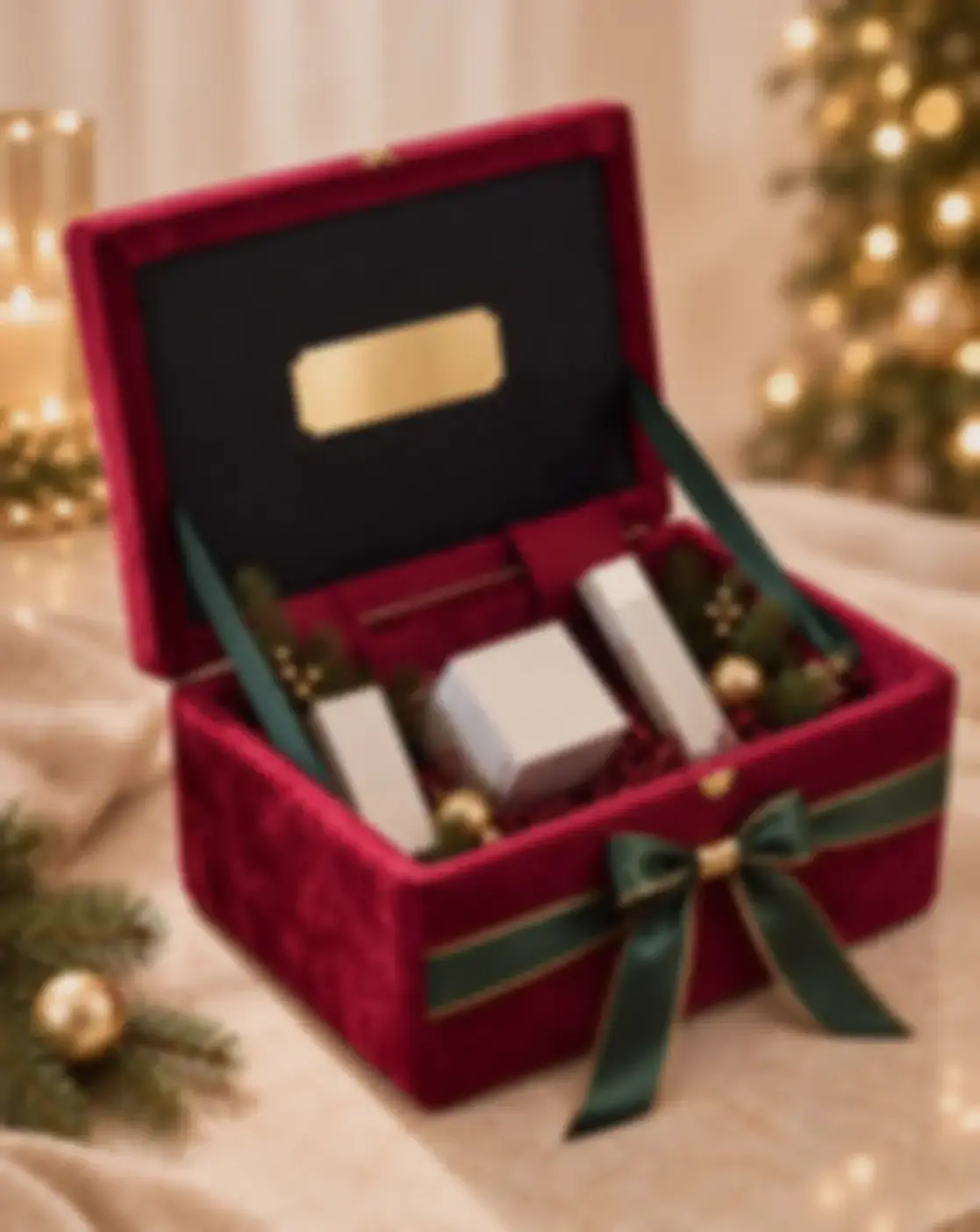 Blurred teaser preview for the upcoming MIOLORA luxury Christmas box